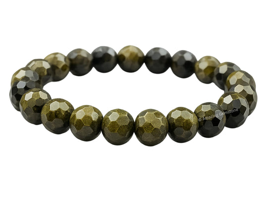Amazing Gemstone Golden Sheen Obsidian Bracelet for Women - Chakra Mens Bracelet Protection Crystals and Healing Stones - Blessing Bracelet Spiritual Meditation Gift Christmas Stocking