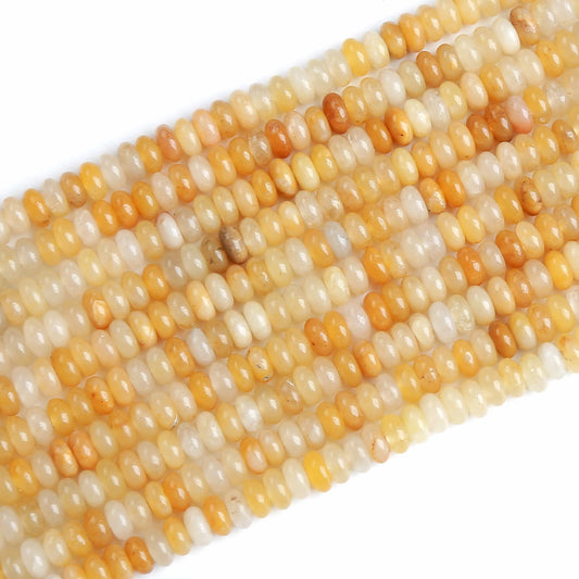 150PCS 2x4mm Natural Yellow Aventurine Jade Stone Rondelle Beads Abacus Disk Stone Beads Round Loose Spacer Gemstone Beads for DIY Bracelet Necklace Jewelry Making