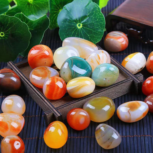 100 Pcs Mixed Agate Stone Tumbled Stones, Natural Bulk Assorted Tumbled Polished Stones Healing Crystal Set, Succulents Bedding, Vase Filler, Landscape Bottom Decoration - Stone Size About 10MM-15 MM