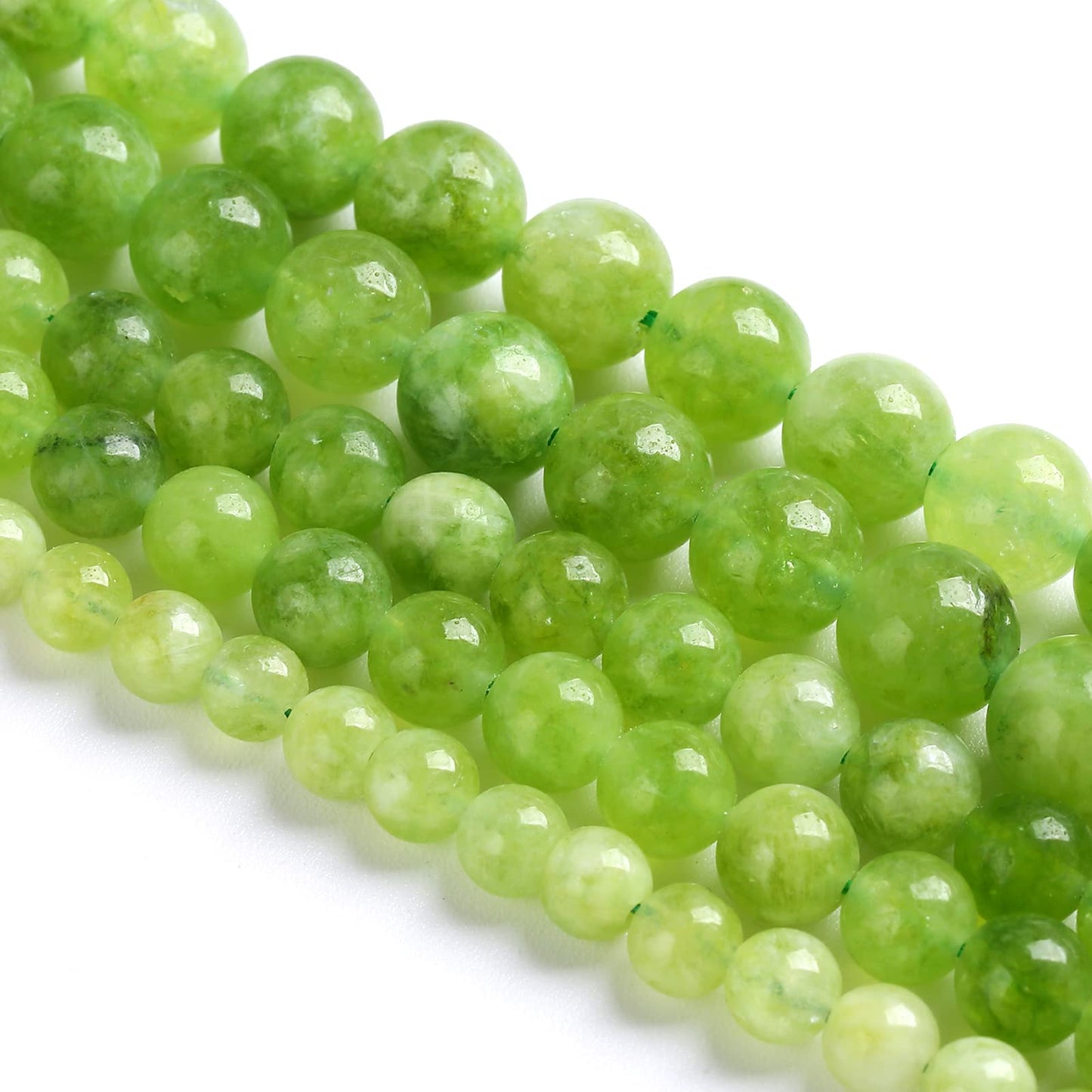 10MM 36PCS Natural Green Peridot Jade Quartz Beads for Jewelry Making DIY Bracelet Crystal 1 Strand