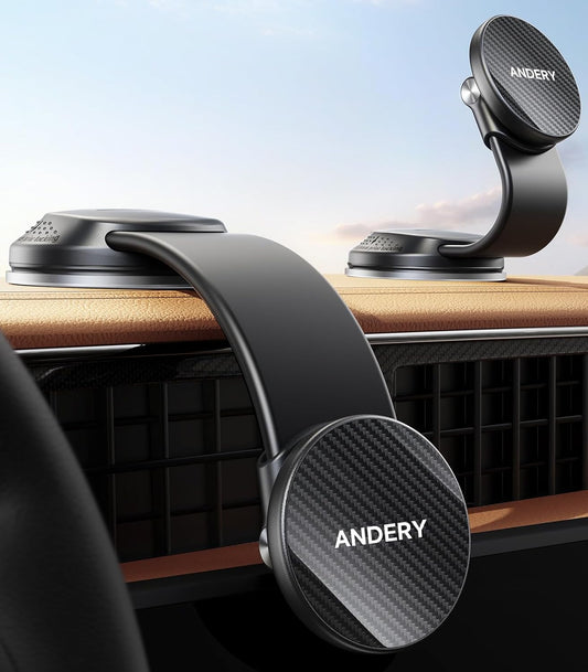 ANDERY [360 2400gf Car Phone Holder for MagSafe Adjustable Memory Alloy Arm | Strongest Magnetic Power] Bendable Car