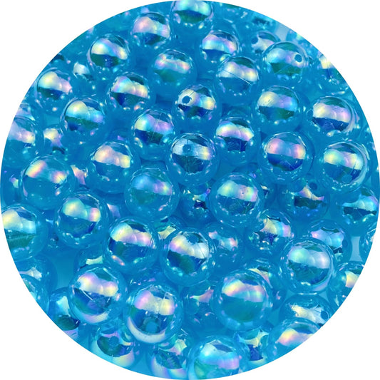 100pcs Acrylic Round Beads 12mm AB Colors Craft Beads Round Spacer Beads with Holes for Earring Bracelet Necklace Key Chains Jewelry Making(Water Blue AB)
