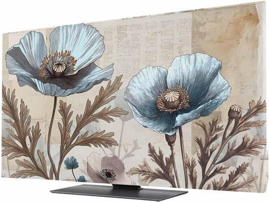 Yukro 40 Inch, 35"x22" Blue Broccoli Indoor TV Dust Cover, Rustic Farmhouse Floral Retro Brown Plant Elastic TV