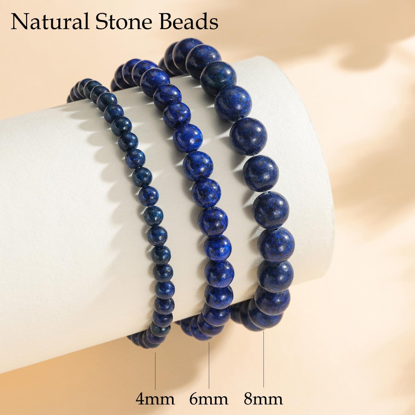 Udolfly Womens Crystal Beaded Bracelets for Women Men Protective Energy Bracelet Natural Gemstone Bead Bracelet 4mm Lapis