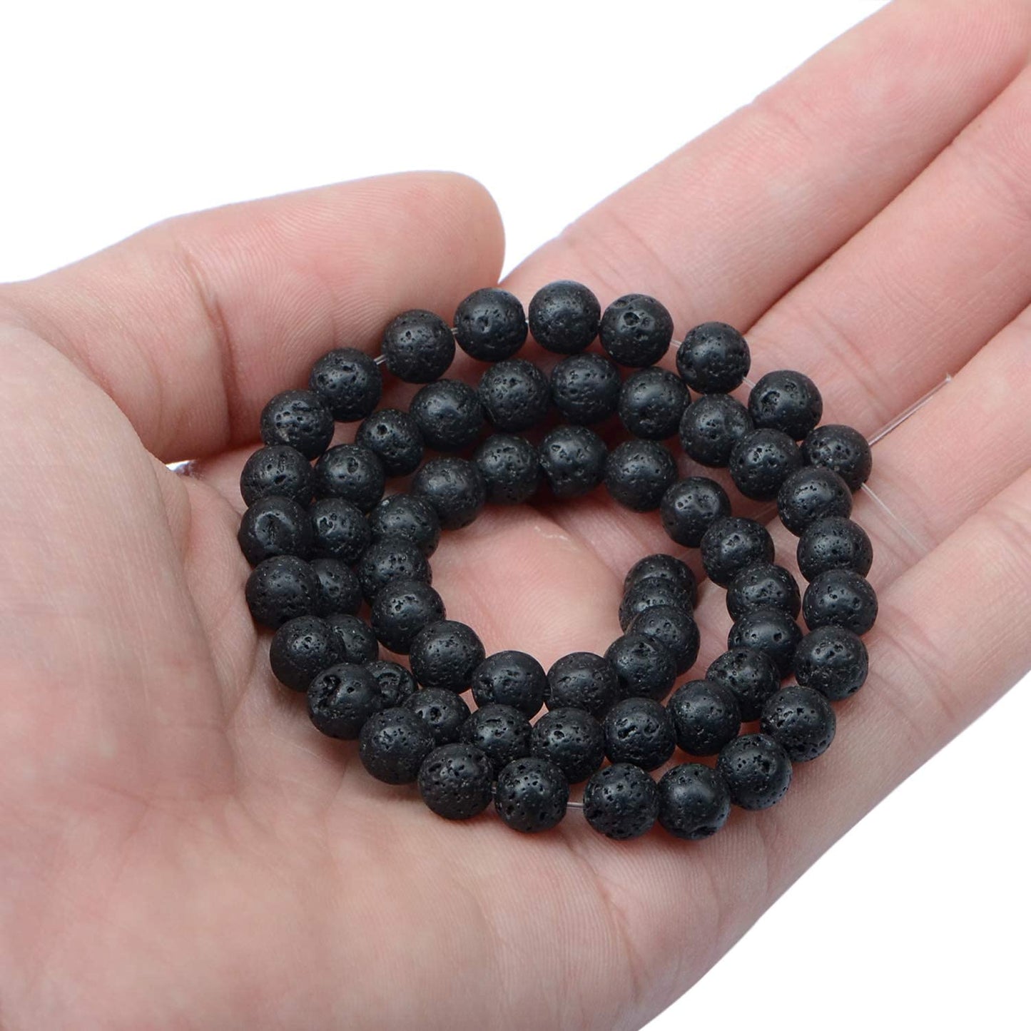 AD Beads Natural Gemstone Round Loose Beads 15" for Bracelet Necklace Earrings Jwelery Making Crafts DIY (4mm, Black Lava Stone)