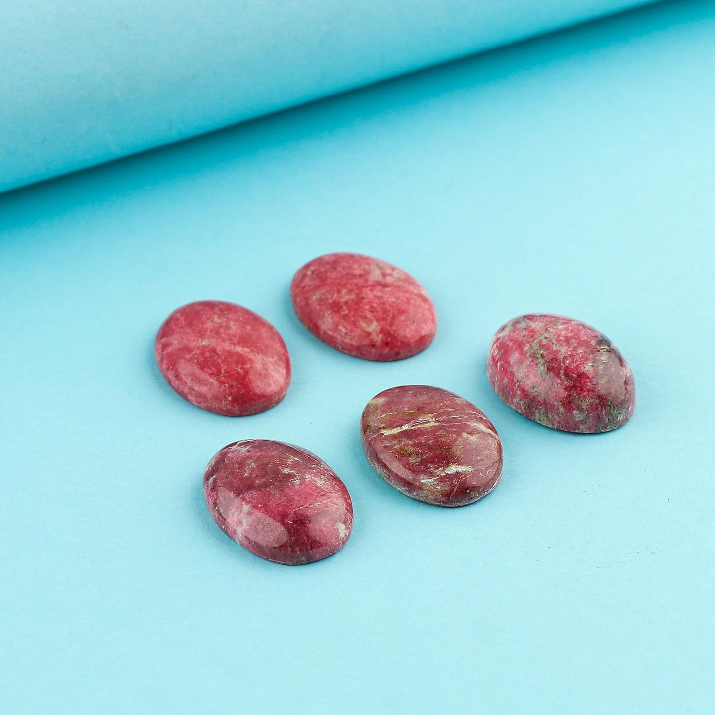 CRYSTALINES Natural Thulite Gemstone, Bulk Loose Cabochon for Jewelry Making, Wicca & Reiki Healing Crystals, Wholesale Polished Stone Supplies, Wire Wrapping, Decoration, Gem Collector