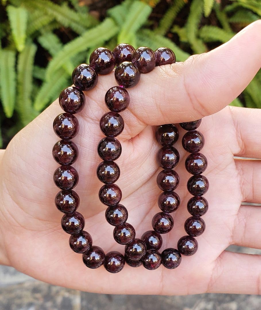 Adabele Real Natural Garnet Bracelet 8.5 inch Stretch Gemstone Beaded Bracelet Chakra Healing Crystal Stone Jewelry Women Mom Gift (Unisex) GB8-D8