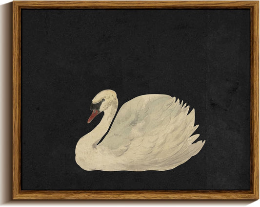 VIYYIEA Vintage Canvas Wall Art - Graceful Swan Painting for Rustic Bathroom & Farmhouse Decor