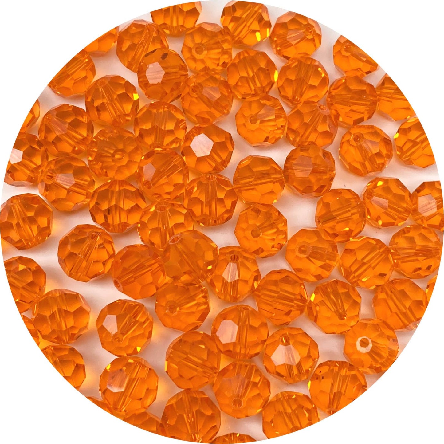 LIMAOLLY 70pcs 10mm Faceted Crystal Glass Beads Round Spacer Beads for Jewelry Making DIY Craft Making Necklace Bracelet Earring Wind Chimes Suncatchers Ornament(512-Tangerine)