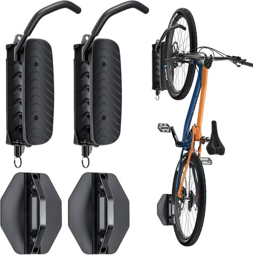 BYHUME Bike Rack | Space-Saving Vertical Wall Mount with 150° Swivel - Holds Up to 66lbs, Easy Install, 2 Pack