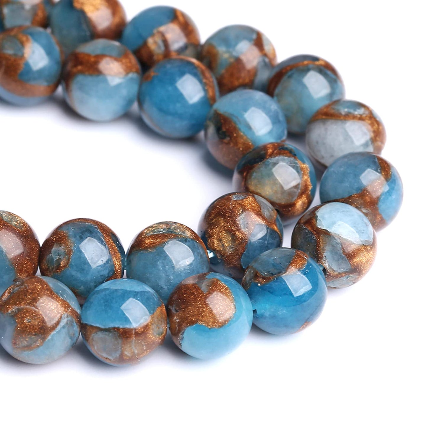 75PCS 10MM Lake Blue Cloisonne Craft Spacer Loose Beads for Jewelry Making DIY Bracelet