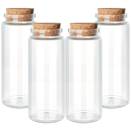 150ml / 5.07 oz. 4pcs Small Glass Bottle with Cork Lids, Potion Bottles, Decorative Jars, Memory Jar, Magic Spell Jars Vials, Sand art Bottles for Art Paint Display DIY Decoration Gift Party Favors