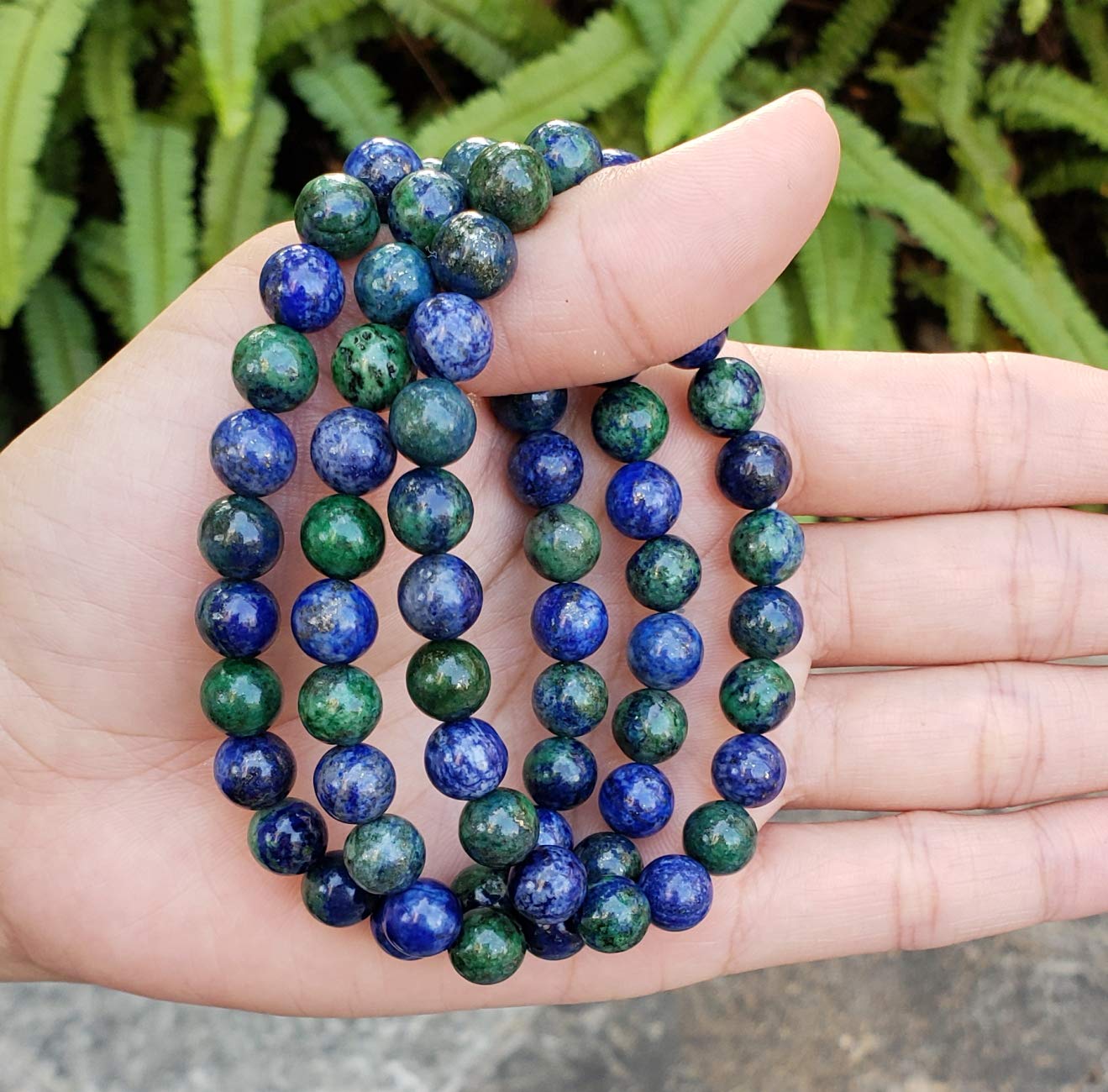 Adabele Real Natural Lapis Chrysocolla Bracelet 8 inch Stretch Gemstone Beaded Bracelet Chakra Healing Crystal Stone Jewelry Women Mom Gift (Unisex) GB8-C21