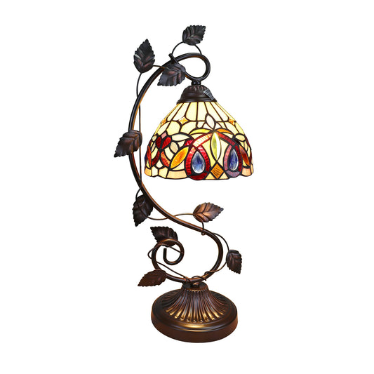 Chloe Lighting Tiffany-Style Table Lamp, Dark Bronze, Multicolor Glass, 8in Wide, Model CH33353VR08-NT1