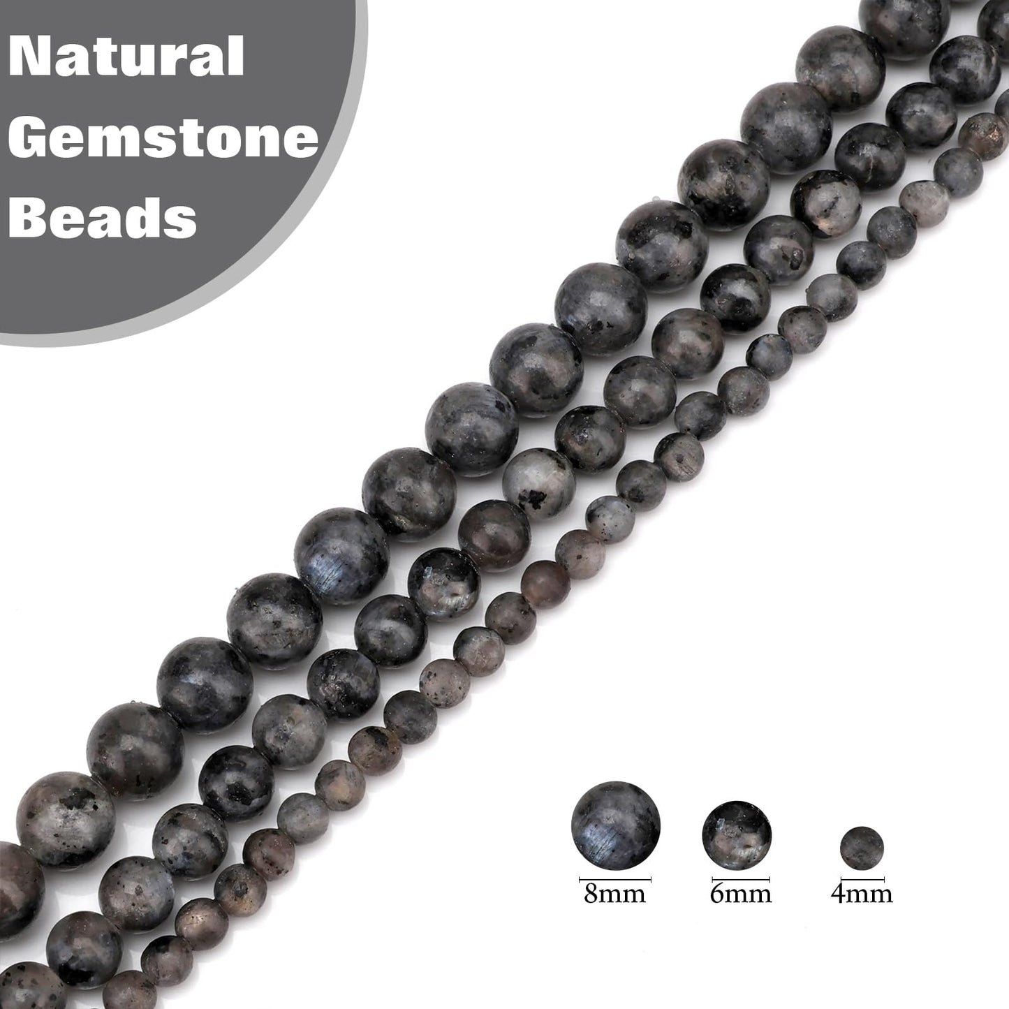 Vinswet 90pcs 4mm Labradorite Natural Stone Beads Round Genuine Real Stone Beading Loose Gemstones DIY Smooth Bead for Bracelet Necklace Earrings Jewelry Making