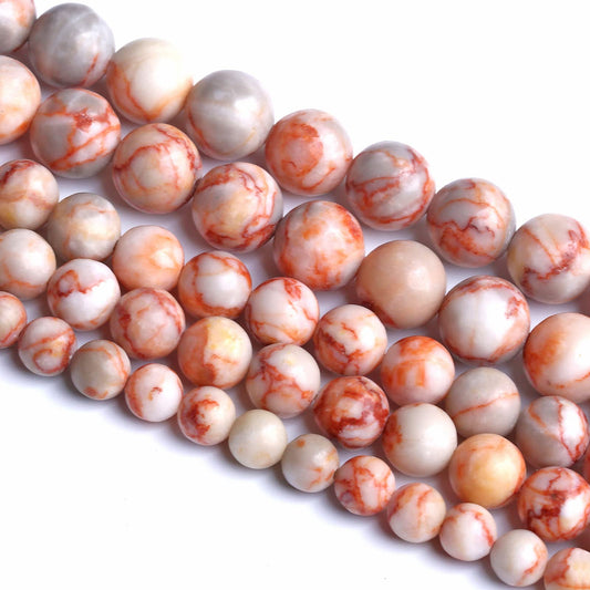 12MM 32PCS Natural Stone Red Network Jasper Loose Beads for Jewelry Making DIY Bracelet