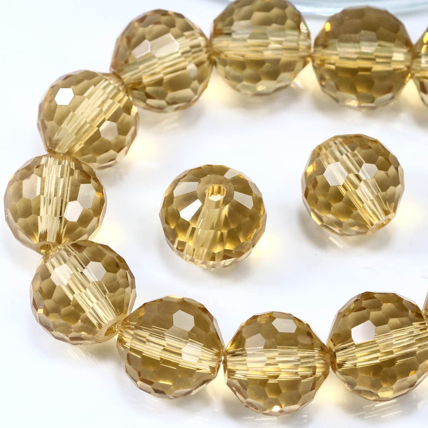 Dowarm 150PCS 6MM Round Crystal Glass Beads for Jewelry Making, Champagne Faceted Crystal Rondelle Spacer Beads for Crafts Bracelet Wind Chimes Suncatcher