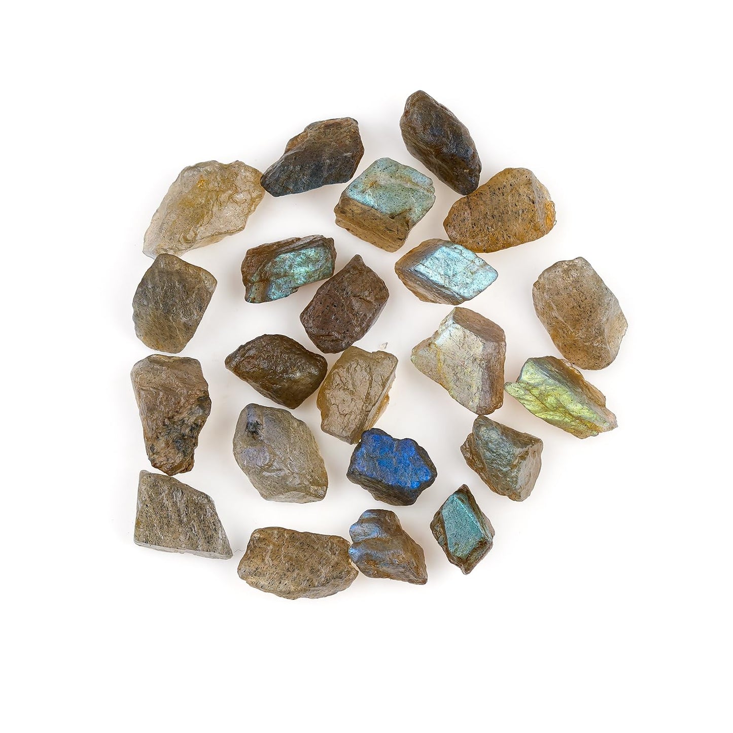 ColouredRocks 100 carats Labradorite Crystals, Raw Stones, Rough Gemstones, Jewelry Making Supply, Cabbing, Polishing, Cutting, DIY, Crafts (20-22pcs) (8-12mm)