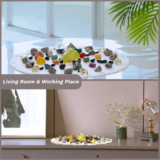 Oletiacisi 38 Pcs Crystals and Healing Stones. 65 oz Healing Crystal Set for Meditation, Crystal Collection, Decor. Oletiacisi Crystal Abundance Set. Sacred Geometric mat Help Setup a Crystal Grid