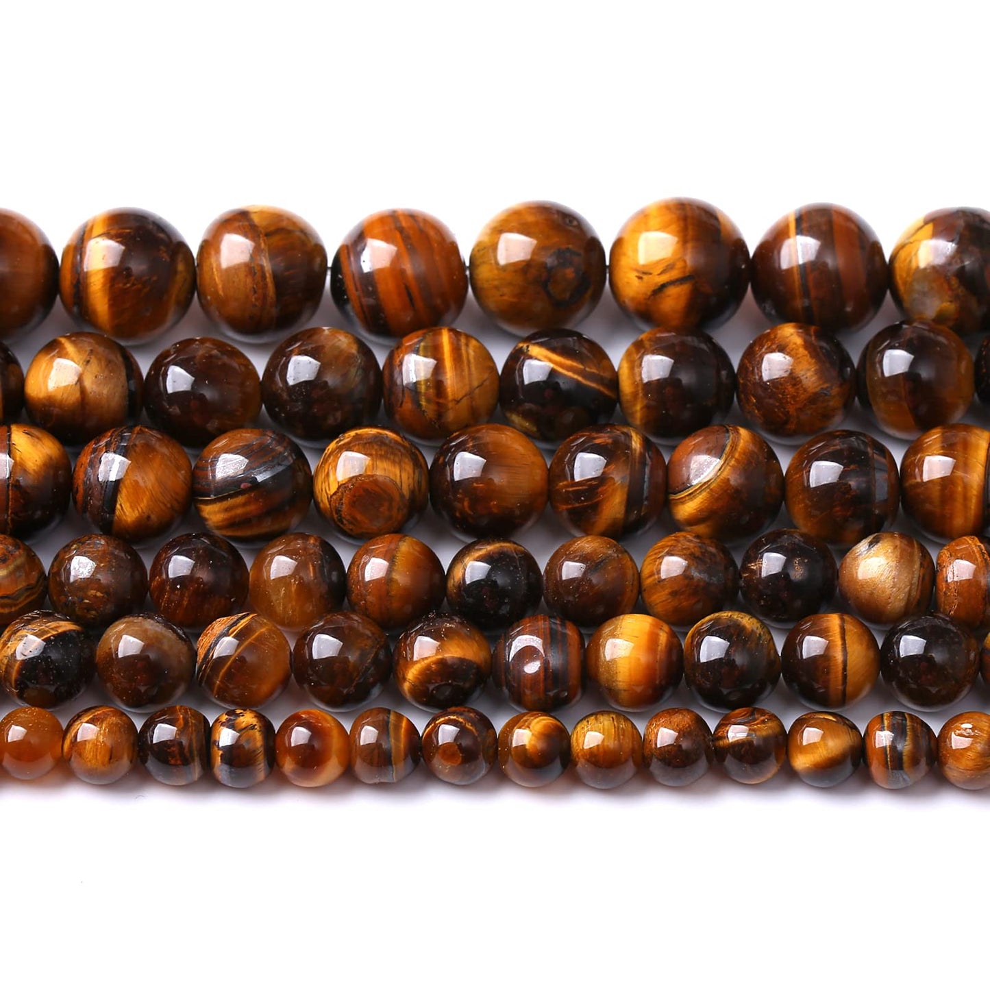 12MM 30PCS Natural Stone Yellow Tiger Eye Stone with Iron Mine Beads for Jewelry Making DIY Bracelet
