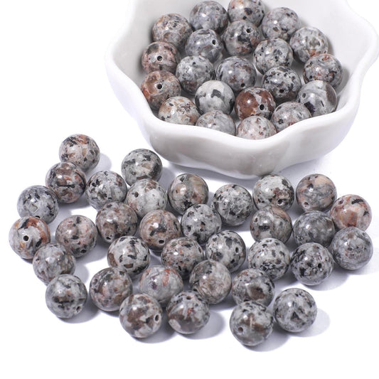 100Pcs 8mm Natural Smooth Flame Stone Gemstone Beads Round Loose Stone Beads for Jewerly Making with Crystal Stretch Cord