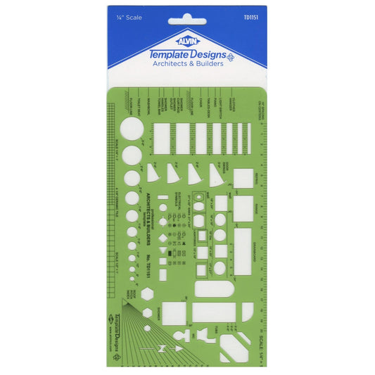 ALVIN, TD1151, Architects & Builders Template, Drawing and Drafting Tool for Artists, Architects, Design and Drafting, 5.25 x 9.25 Inches