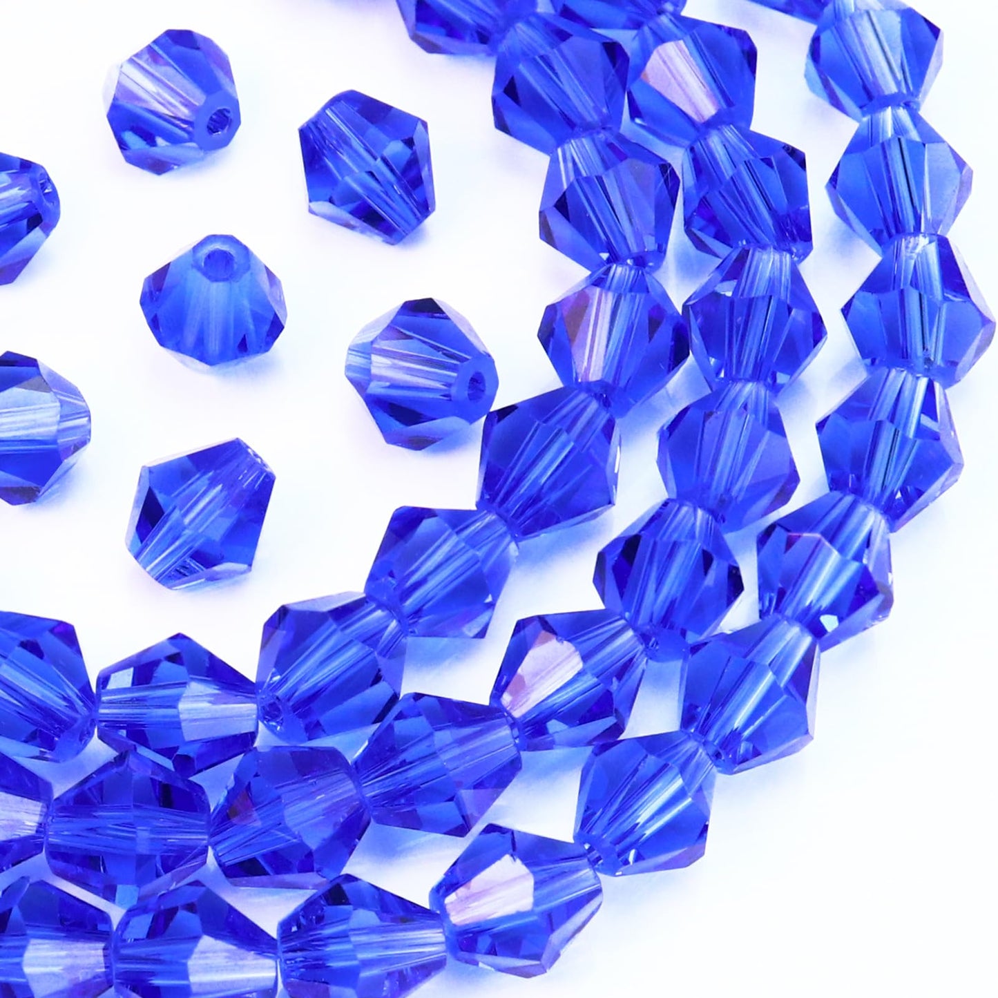 Dowarm 1000PCS 4mm Glass Bicone Beads for Craft Jewelry Making, DIY Bracelet, Necklace, Dolls, Wine Charms, Wind Chimes, Suncatchers, Bulk Small Faceted Crystal Beads, Medium Blue