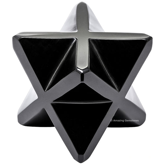 Amazing Gemstone Black Obsidian Merkaba Crystal - 1.5 Inches Metaphysical Merkaba Star for Meditation - Energetic Tetrahedron Crystal and Healing Stones for Spiritual Growth and Healing (35-40mm)