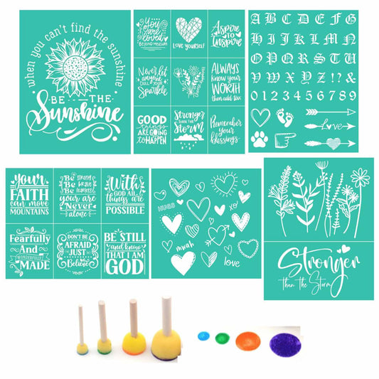 11PCS Sunflower Silk Screen Stencils Self Adhesive Be Kind Screen Printing Stencil Reusable Mesh Stencils Wildflower Chalk Transfers for Chalk Paste Paint on Wood Signs, Fabric,DIY Garden Decor Art