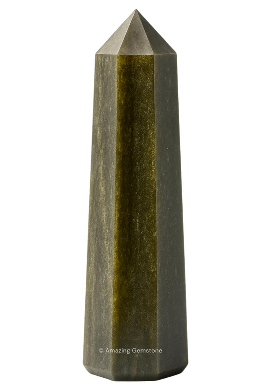 Amazing Gemstone Golden Sheen Obsidian Crystal Towers - Natural Healing Crystal Point Obelisk for Reiki Healing and Crystal Grid (3" to 4" INCH)