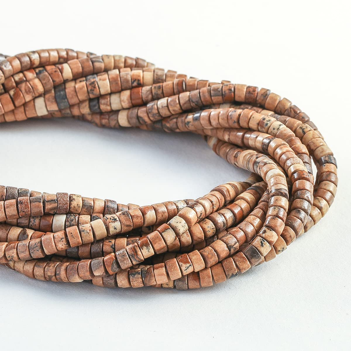 Natural Blown Picture Stone Spacer Beads 4x2mm 38cm/str Flat Round Loose Semi Gemstone Caps for Making Bracelets Necklace