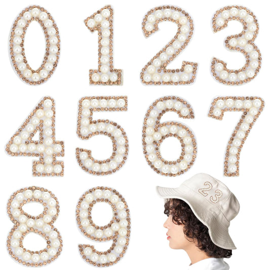 10 PCS Rhinestone Number Patches,0-9 with Glitter Number Stickers Iron on Patches DIY Sewing Supplies for Clothing Sweaters Backpacks Skirts Hats - 1.81 Inch