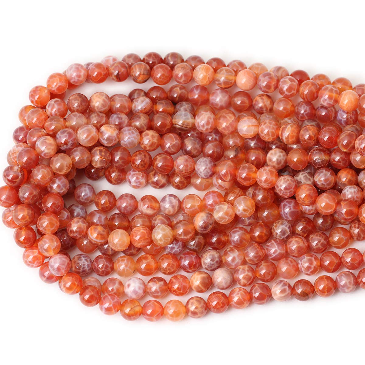 CHEAVIAN 45PCS 8mm Natural Red Dragon Vein Agate Round Loose Beads for Jewelry Making 1 Strand 15 inch