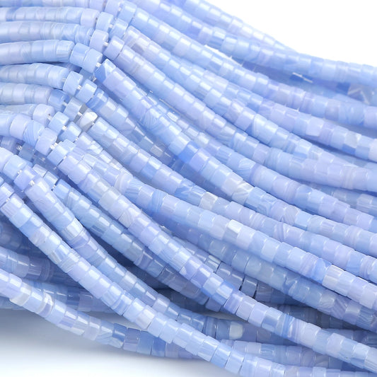 150pcs 2x4mm Natural Purple Agate Tube Shape Beads Loose Flat Round Cylinder Flat Spacer Stone Beads for Bracelet Earrings Jewelry Making