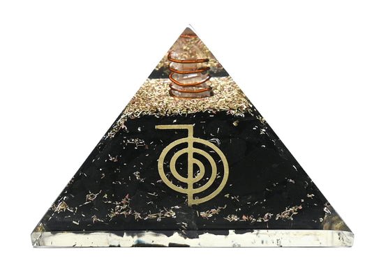 Amazing Gemstone Large Black Tourmaline Orgone Pyramid Crystal, Reiki Orgonite Pyramid - Positive Energy Healing