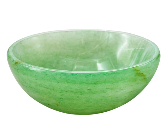 Green Aventurine (Light) Crystal Bowl - 3 Inch Decorative Bowls for Room and Home Decor - Gemstone Healing Crystals for Elegant Display, Positive Energy Balance and Gift