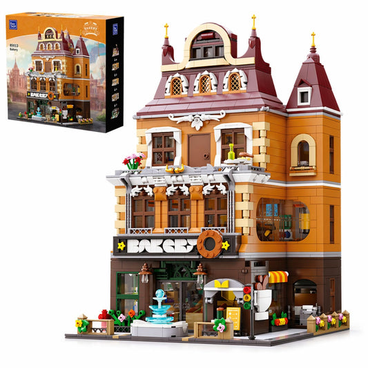 PANTASY European Bakery Building Kit-Landmark Construction Set for Adults & Teens, Featuring a Bakery, Gym, Living Quarters, and Sky Garden