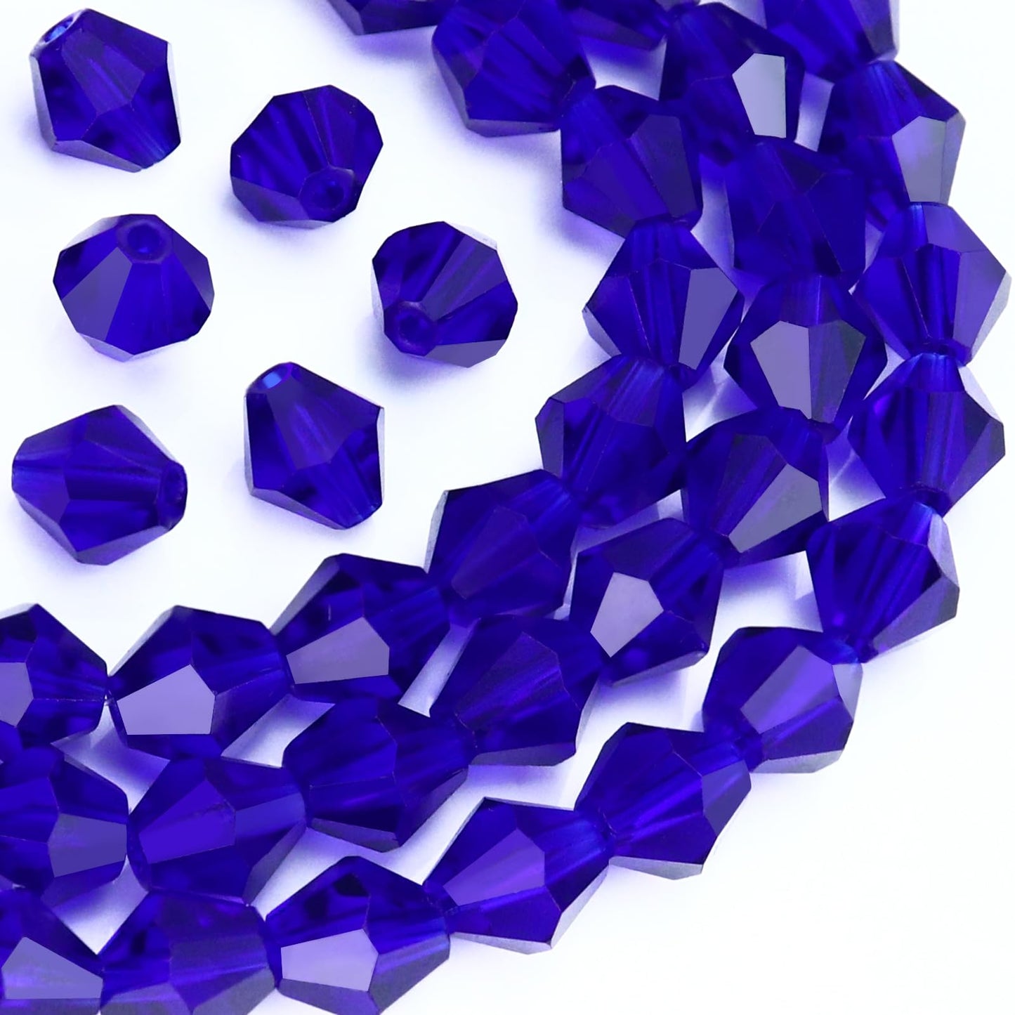 Dowarm 100PCS 8MM Crystal Bicone Beads for Crafts, Jewelry Making, DIY Bracelet, Necklace, Dolls, Wine Charms, Wind Chimes, Suncatchers, Bulk Faceted Loose Glass Beads, Dark Blue