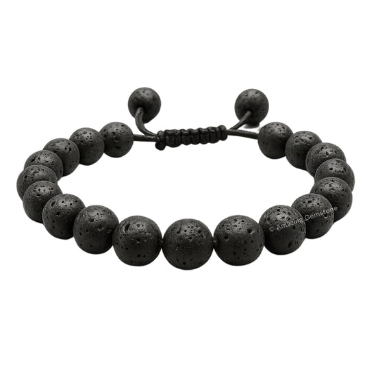 Amazing Gemstone Lava Stone Bracelet for Women Men's Gifts - Protection Healing Crystal Bracelet - 8mm Gemstones Beaded Adjustable Bracelet Pulseras Para Hombres Mujer Stocking Stuffers