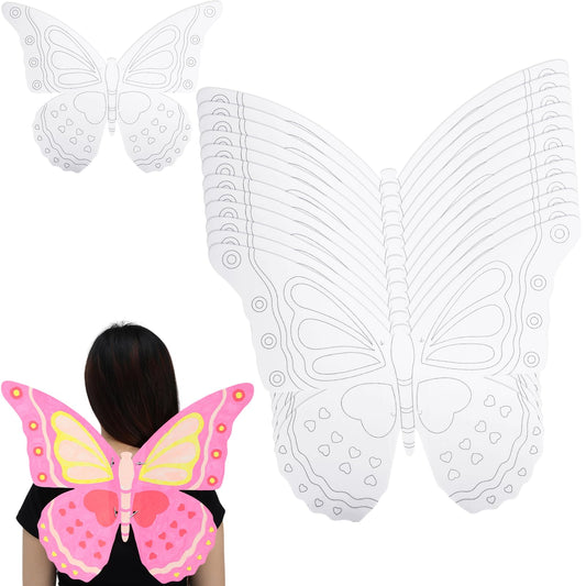Hollowfly 12 Pack Toddler Kids Butterfly, DIY Fairy Dress up Wings Bulk, 20.5x15.8 Inch Decorate Your Own Butterflies Wings for Birthday Butterfly Party Halloween Costume Accessory (Line Art Style)