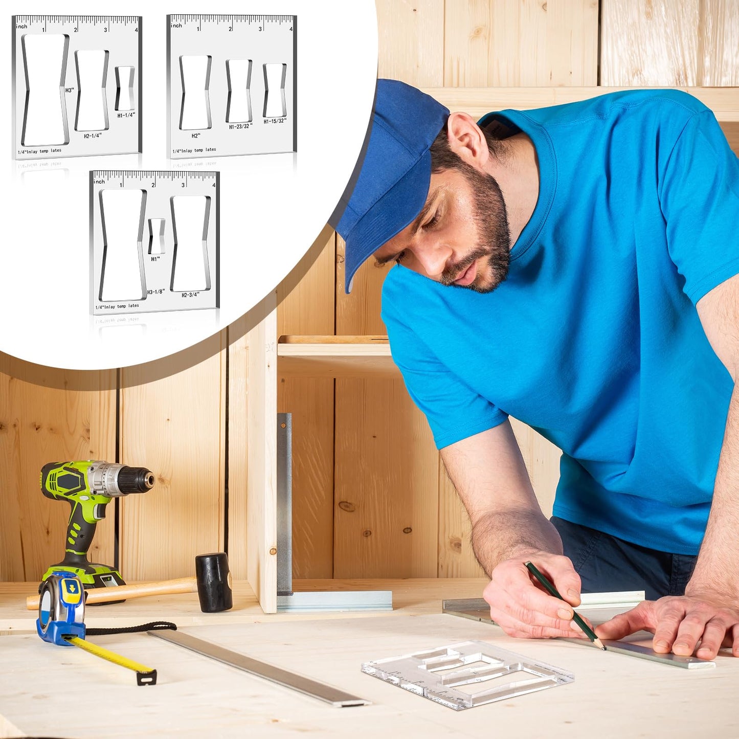 Nuanchu 9 in 3 Butterfly Router Templates for Woodworking Bowtie Router Jig Kit Decorative Jigs and Templates Butterfly Inlay Tools Accessories