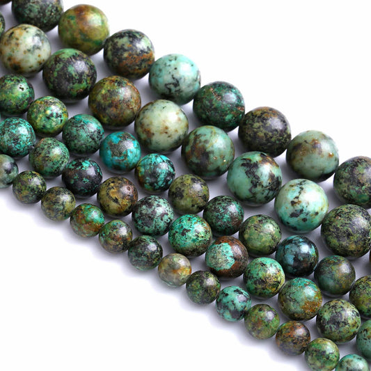 10MM 36PCS Natural Stone Green African Turquoise Spacer Loose Beads for Jewelry Making DIY Bracelet Necklace