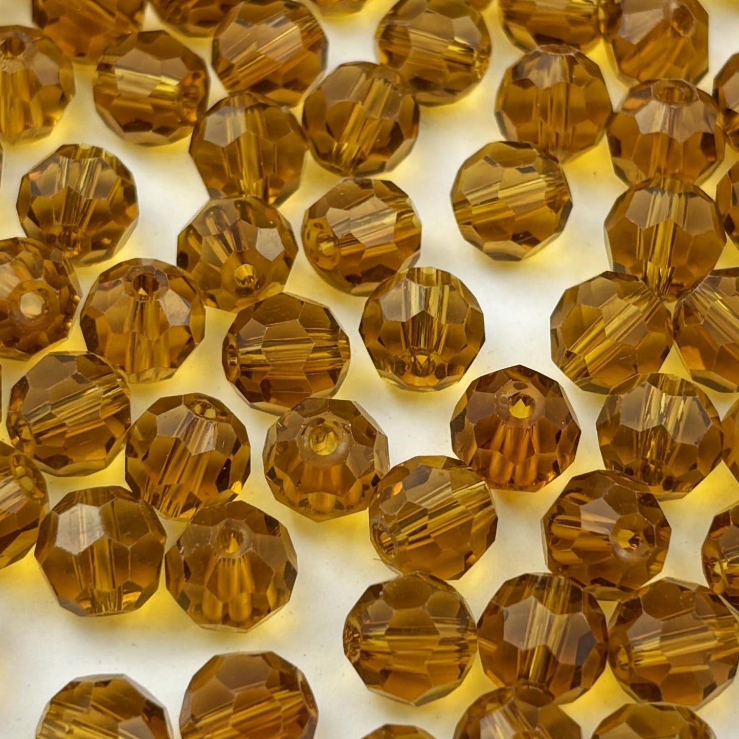 YUEXIGO 400pcs 3mm Round Crystal Glass Beads for Jewelry Making, Faceted Crystal Glass Spacer Beads for Bracelet Earring Necklace DIY Craft(Amber)