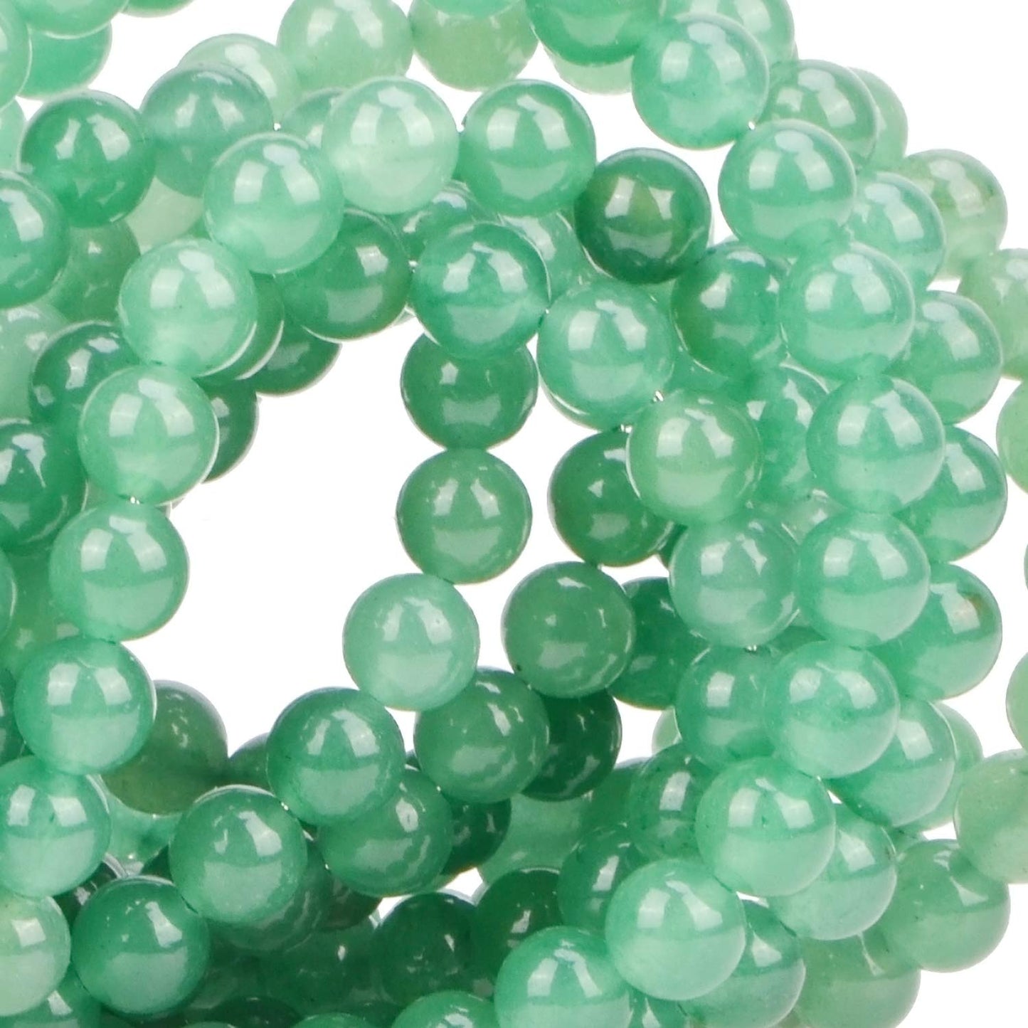 100Pcs Natural Crystal Beads Stone Gemstone Round Loose Energy Healing Beads with Free Crystal Stretch Cord for Jewelry Making (Green Aventurine, 8MM)