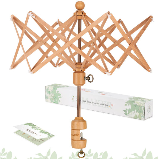 INMAKER Yarn Swift, Wooden Yarn Umbrella Swift，Crochet Accessories for Winding, Cool Gifts for Crocheters and Knitting Lovers