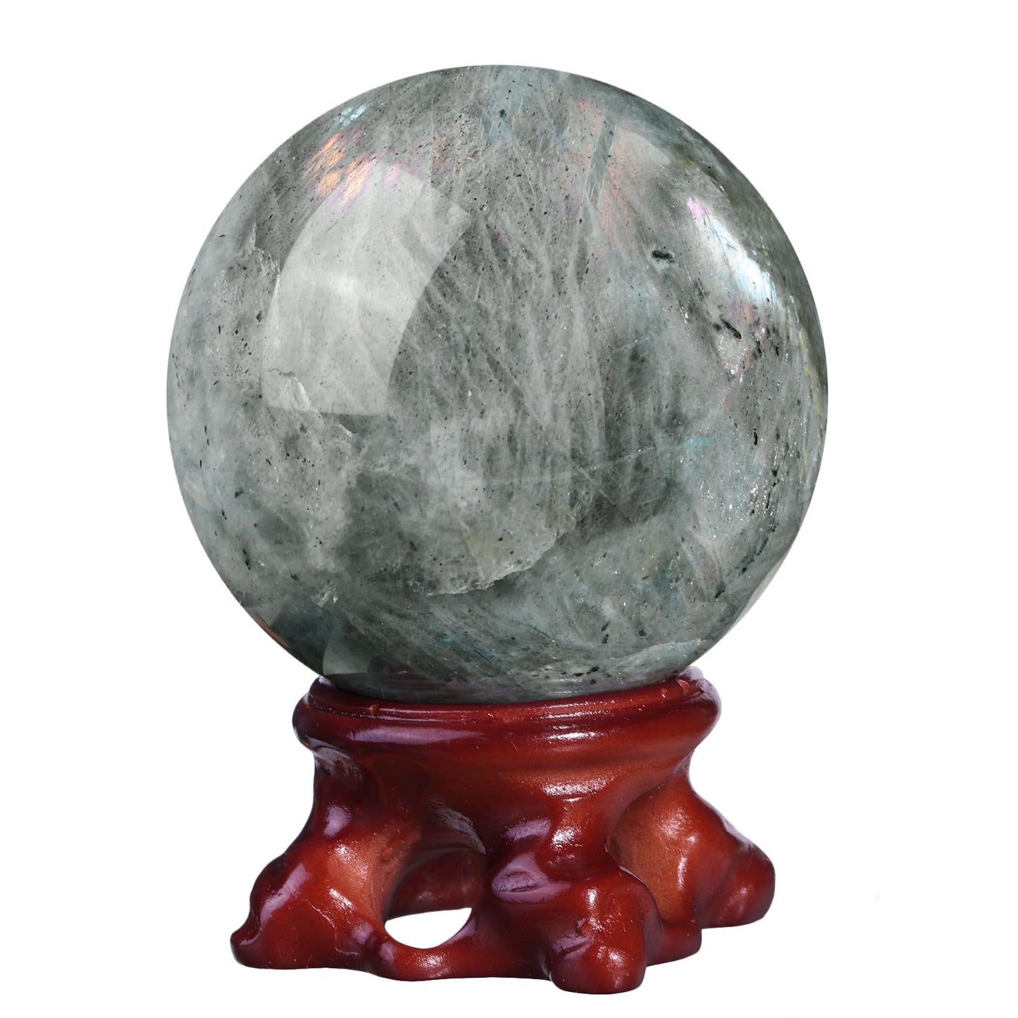 Nupuyai Natural Moonstone Crystal Ball with Resin Stand, Healing Crystal Sphere for Home Decor 2.01"-2.36"(51mm-60mm)