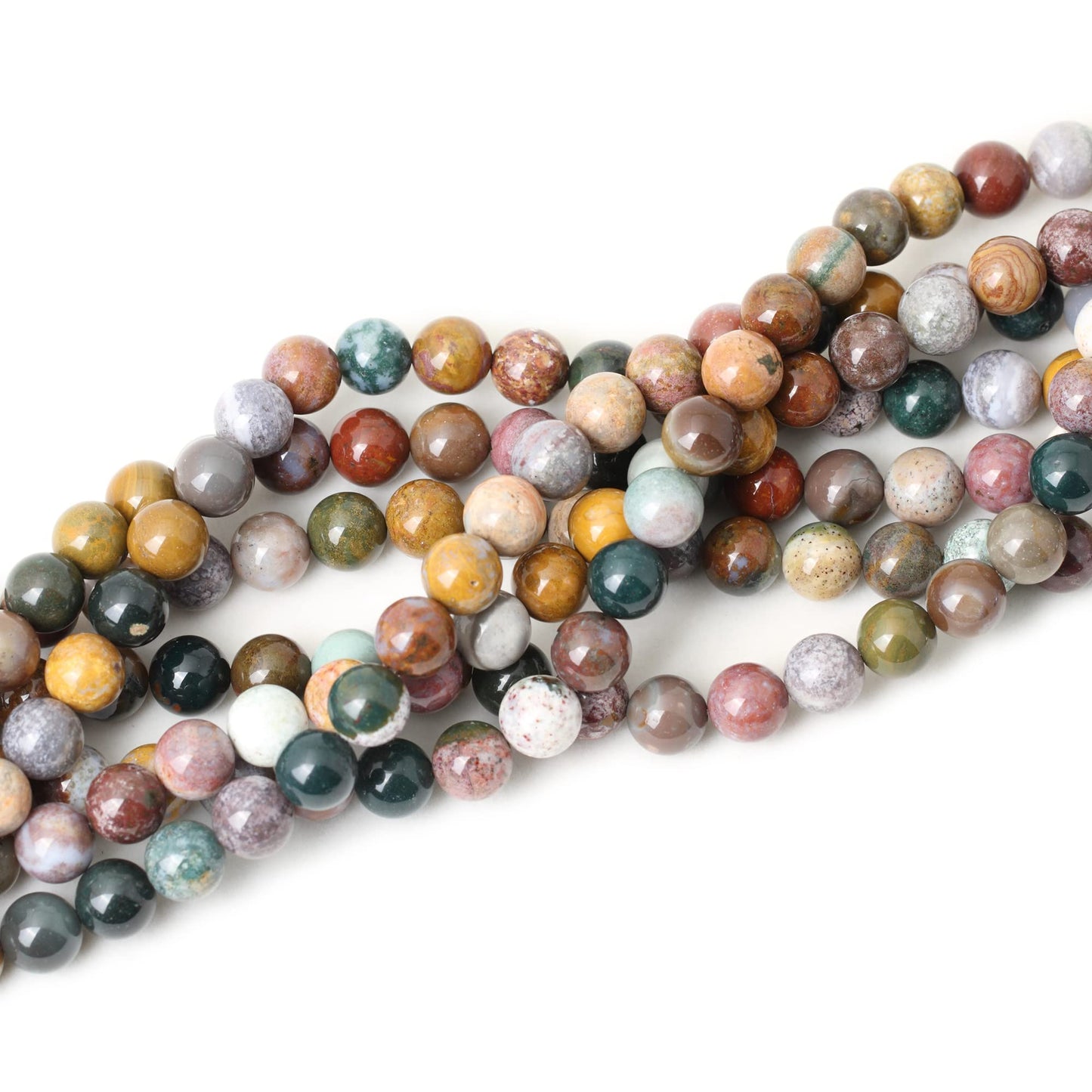 CHEAVIAN 35PCS 10mm Natural Marine Agate Round Loose Beads for Jewelry Making DIY Findings 1 Strand 15"