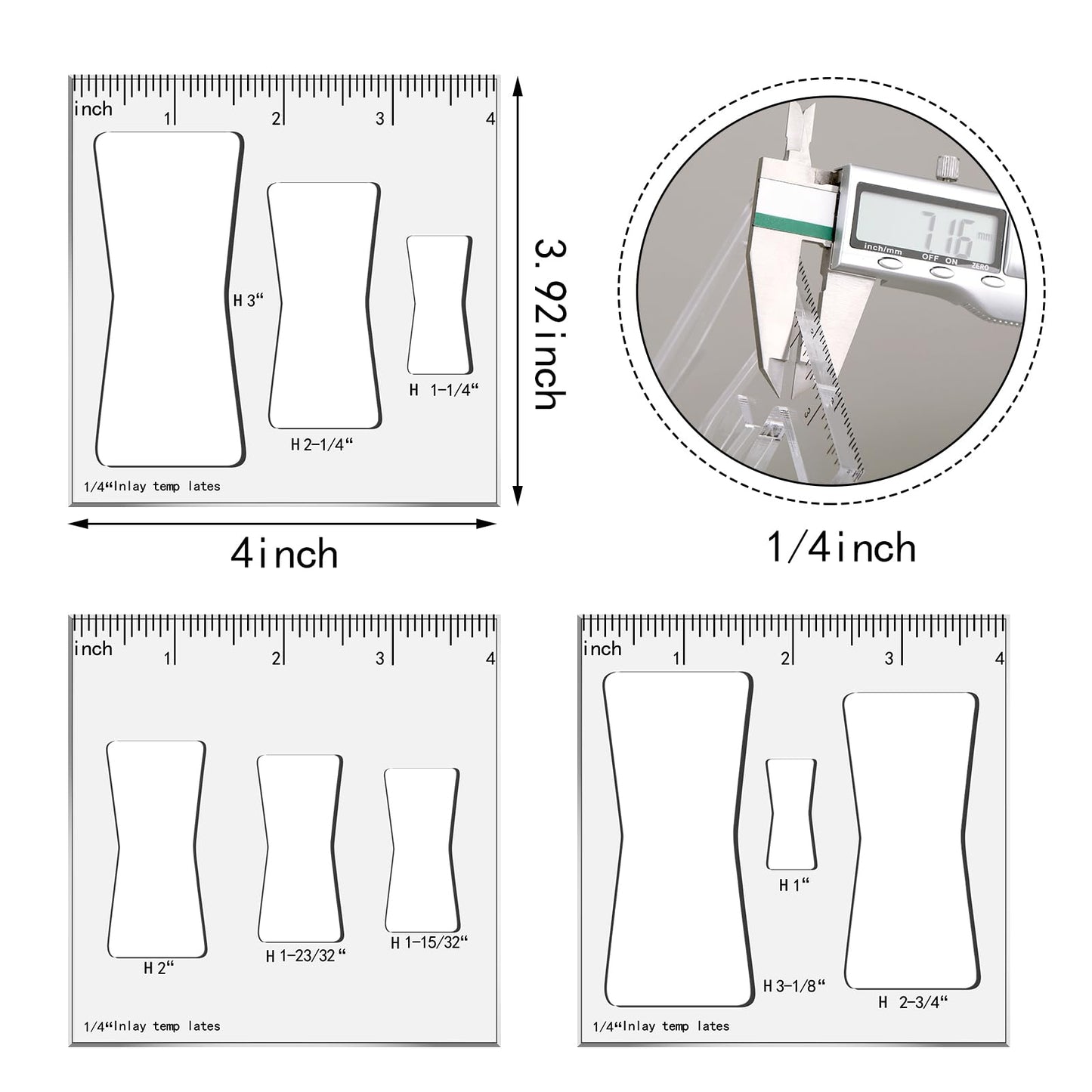 Nuanchu 9 in 3 Butterfly Router Templates for Woodworking Bowtie Router Jig Kit Decorative Jigs and Templates Butterfly Inlay Tools Accessories