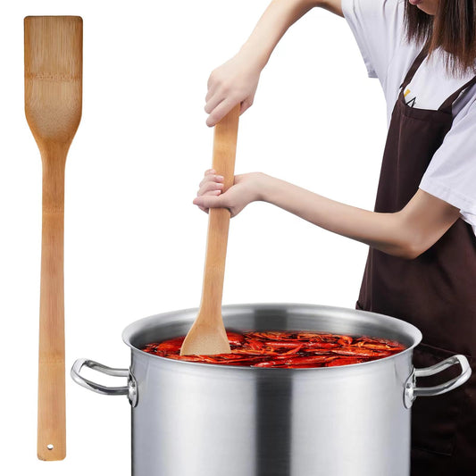 ROZJOVU 24 Inch Stirring Long Handle Bamboo Spoons Wooden Stir Sticks Extra Wide Kitchen Aid Bamboo Spatula Flat Paddle for Cajun Crawfish Seafood Cooking.