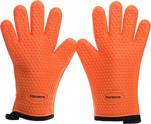 KITCHEN PERFECTION Silicone Smoker Oven Gloves - Extreme Heat Resistant BBQ Mitts | Waterproof & Versatile | Bonus Set Included